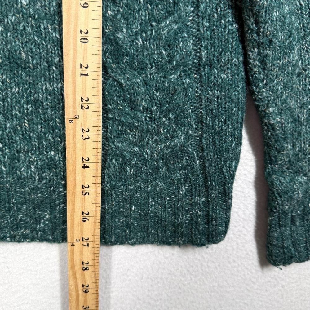 LL Bean Sweater Women Large Wool Blend Cable Knit Cardigan Fisherman Chunky Marl - Picture 10 of 10
